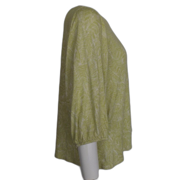 J.JILL Tee/Top, L, Chartruse Line Print, Wide neck, 3/4 length sleeves - Picture 6 of 12